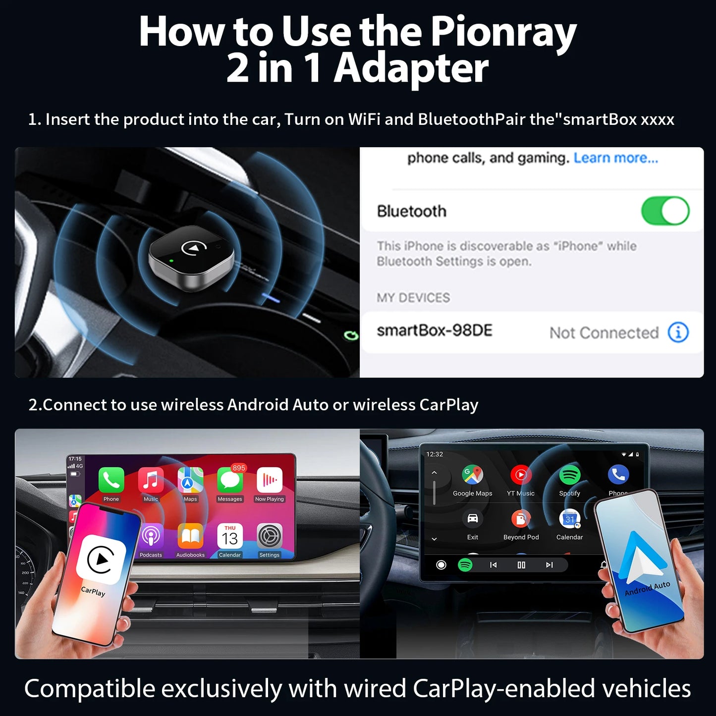 Adaptador carplay para coche inalambrico