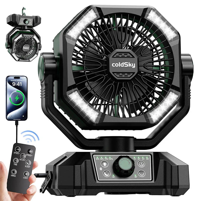 Ventilador 20.000HP con luz led y puerto de carga