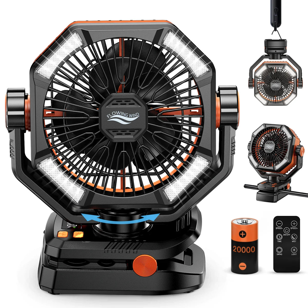 Ventilador 20.000HP con luz led y puerto de carga
