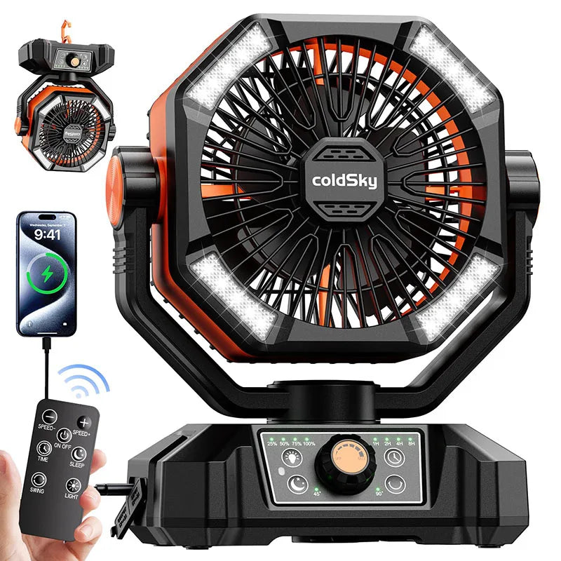 Ventilador 20.000HP con luz led y puerto de carga