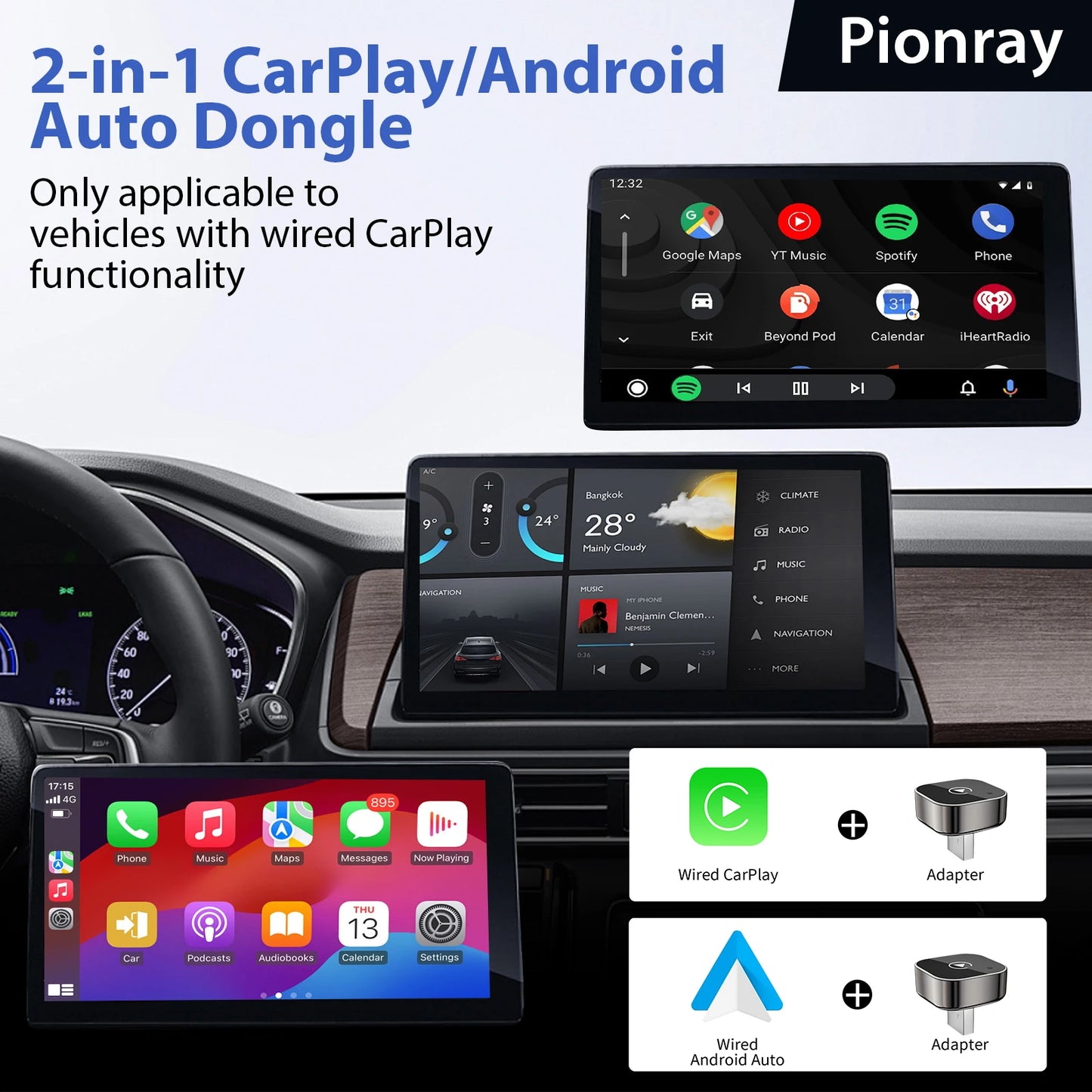 Adaptador carplay para coche inalambrico