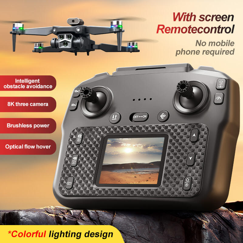 dron con control remoto con camara y pantalla con muchas funciones profesionales