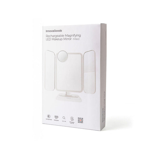 espejo ideal para maquilladoras con luz led y 3 puntos de espejo